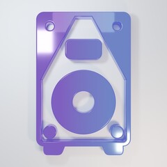 Purple-blue Stereo speaker icon isolated on grey background. Sound system speakers. Music icon....