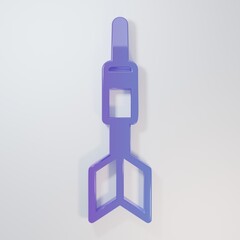 Purple-blue Dart arrow icon isolated on grey background. Minimalism concept. 3D render illustration