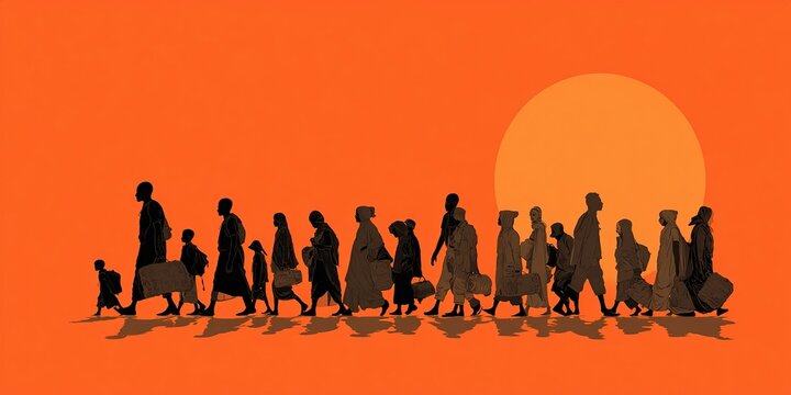 Design for World Refugee Day with a refugee theme. Concept Refugee stories, Advocacy for refugees, Refugee resilience, Refugees contributions, Empathy towards refugees. High quality - Powered by Adobe