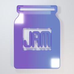 Purple-blue Jam jar icon isolated on grey background. Minimalism concept. 3D render illustration