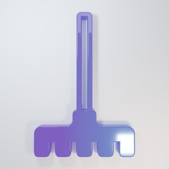 Purple-blue Garden rake icon isolated on grey background. Tool for horticulture, agriculture,...