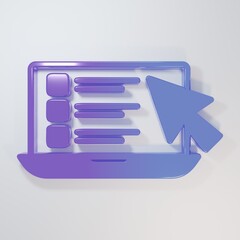 Purple-blue Online quiz, test, survey or checklist icon isolated on grey background. Exam list....
