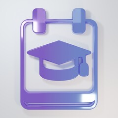 Purple-blue Online education and graduation icon isolated on grey background. Online teacher on...