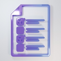 Purple-blue Online quiz, test, survey or checklist icon isolated on grey background. Exam list....