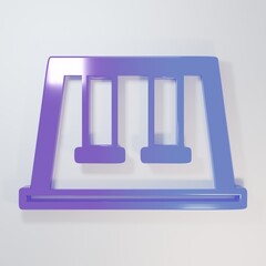 Purple-blue Swings for kids summer games on playground icon isolated on grey background. Outdoor...