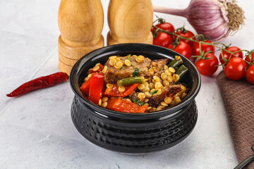 Eastern cuisine - Ptitim with beef and vegetables