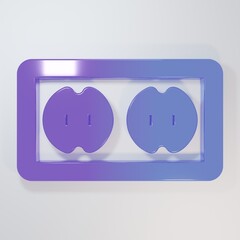Purple-blue Electrical outlet icon isolated on grey background. Power socket. Rosette symbol....