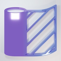 Purple-blue Wallpaper icon isolated on grey background. Minimalism concept. 3D render illustration