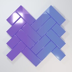 Purple-blue Parquet icon isolated on grey background. Minimalism concept. 3D render illustration