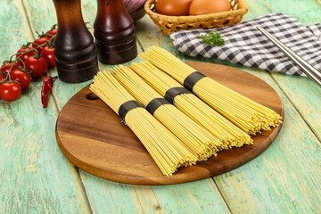 Raw dry uncooked egg noodles