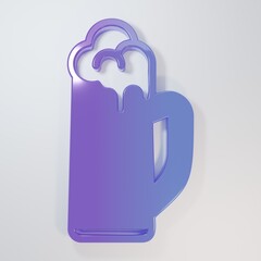 Purple-blue Glass of beer icon isolated on grey background. Happy Saint Patricks day. National...