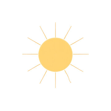 A stylized radiant sun illustration shines brightly against a contrasting black backdrop, evoking feelings of warmth and simple design, transparent background