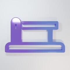 Purple-blue Railway barrier icon isolated on grey background. Minimalism concept. 3D render illustration