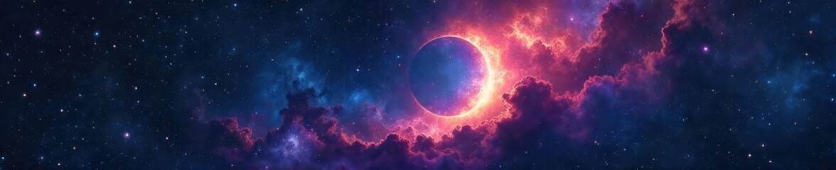 Obraz premium Crescent Nebula Cosmic Landscape A Vibrant Swirling Celestial Scene of Stars and Deep Space