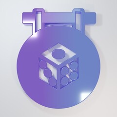 Purple-blue Game dice icon isolated on grey background. Casino gambling. Minimalism concept. 3D...
