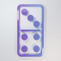Purple-blue Domino icon isolated on grey background. Minimalism concept. 3D render illustration