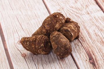 Brown topinambur roots for cooking
