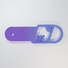Purple-blue Chainsaw icon isolated on grey background. Minimalism concept. 3D render illustration