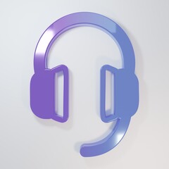 Purple-blue Headphones icon isolated on grey background. Earphones. Concept for listening to music,...