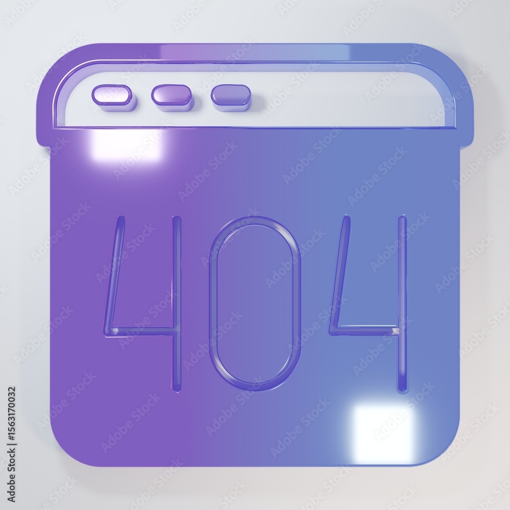 Fototapete purple-blue page with a 404 error icon isolated on grey background. template reports that the page i