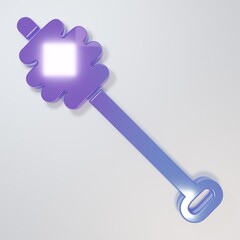 Purple-blue Honey dipper stick icon isolated on grey background. Honey ladle. Minimalism concept. 3D render illustration