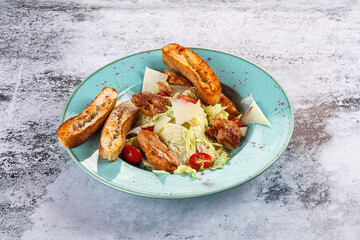 Caesar salad with roasted chicken