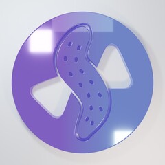 Purple-blue Served cucumber on a plate icon isolated on grey background. Marine food. Minimalism concept. 3D render illustration