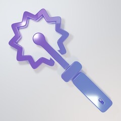Purple-blue Cutter roll for honey icon isolated on grey background. Tool of the beekeeper. Minimalism concept. 3D render illustration