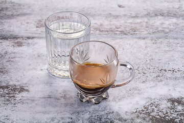 Hot strong espresso shot coffee