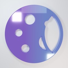 Purple-blue Moon phases icon isolated on grey background. Minimalism concept. 3D render illustration