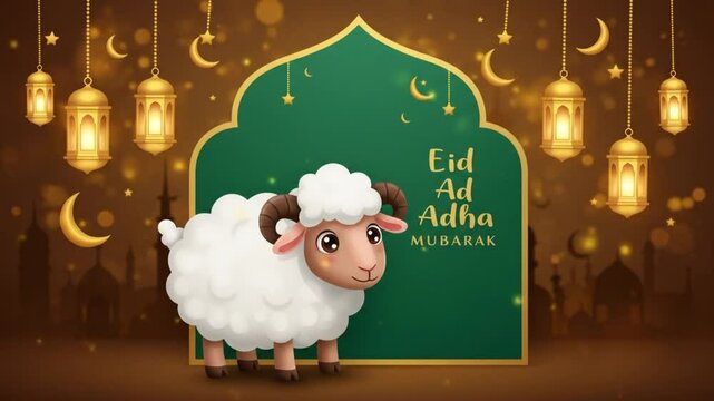 Cartoon sheep eid adha illustration