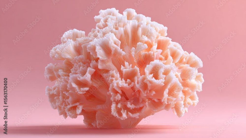 Aufkleber 3d rendering of a coral-like structure on a pink background.