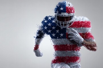 football player usa, abstract flag, sports patriotism theme