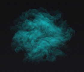 Smoke blue cloud on black transparent background. Fog vector effect