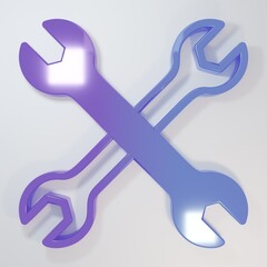 Purple-blue Wrench spanner icon isolated on grey background. Spanner repair tool. Service tool...