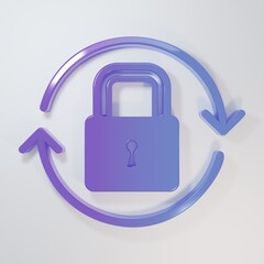 Purple-blue Lock icon isolated on grey background. Padlock sign. Security, safety, protection,...