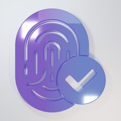 Purple-blue Fingerprint icon isolated on grey background. ID app icon. Identification sign. Touch...