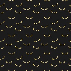 Spooky glowing eyes pattern on black background. Perfect for Halloween, scary themes, decorations, party designs, and eerie night vibes.