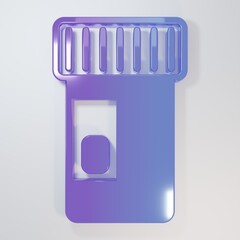 Purple-blue Vitamin complex of pill capsule icon isolated on grey background. Healthy lifestyle. Minimalism concept. 3D render illustration