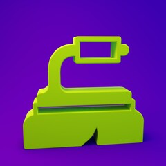 Green Brush for cleaning icon isolated on purple-blue background. Cleaning service concept. Minimalism concept. 3D render illustration