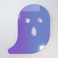 Purple-blue Ghost icon isolated on grey background. Happy Halloween party. Minimalism concept. 3D render illustration