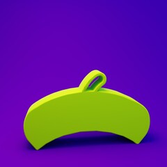 Green French beret icon isolated on purple-blue background. Minimalism concept. 3D render illustration