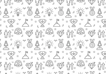 Set of Success and Achievement Icons Vector Pattern Design - stock illustration
