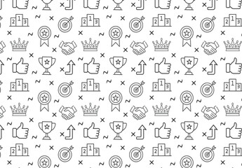 Set of Success and Achievement Icons Vector Pattern Design - stock illustration
