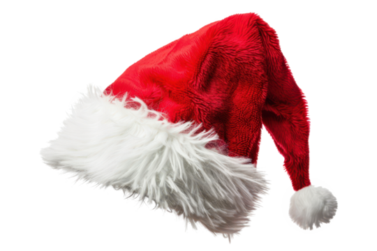 fluffy santa claus hat isolated on white or transparent png