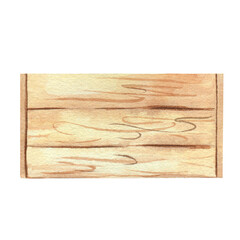Wooden box or wooden plaque. Watercolor illustration, hand drawn, isolated on a white background. Shipping container