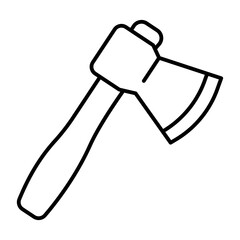 Sharp axe thin line icon, forest industry concept. Vector graphics. Firewood crack tool, wood work sign on white background, style mobile or design.