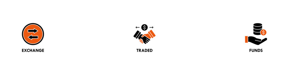 ETF banner web icon vector illustration concept Exchange Traded Funds Stock Market Investment with icon of money, cash flow, trading, transaction, bank, accounting, and growth