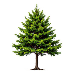 Fototapeta premium Realistic green pine tree isolated on white background for landscaping design or nature themed projects