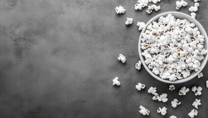 Popcorn in a bowl on dark gray surface